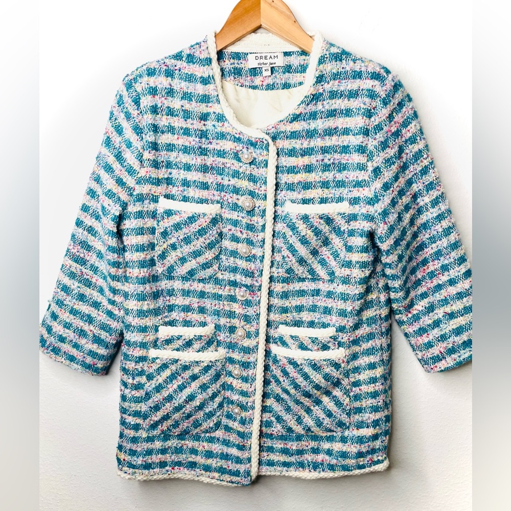 Sister Jane DREAM Novelty Tweed Jacket blue size XS - Picture 2 of 5